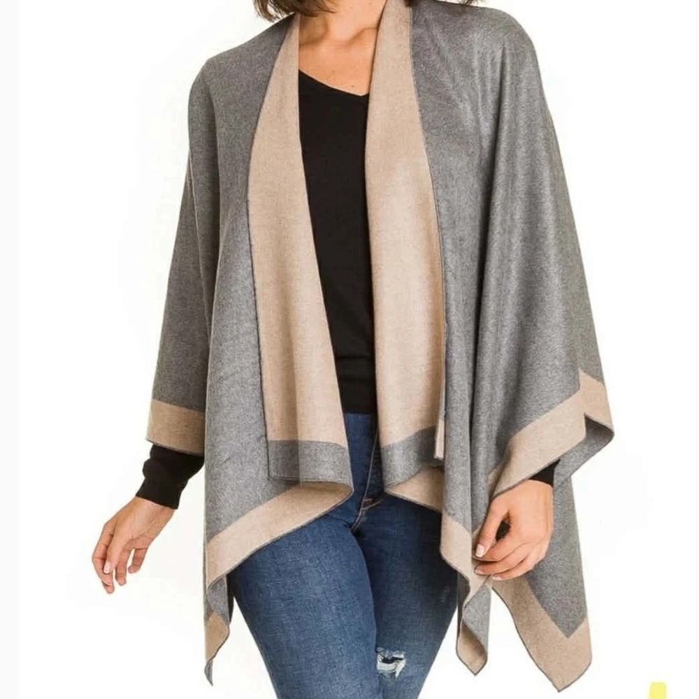 Elegant Women's Gray and Tan Cardigan